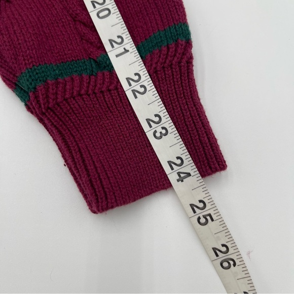 Vintage Gant Hand Framed Maroon Cable Knit V-Neck Sweater Size Medium Adult 90s - Picture 13 of 14